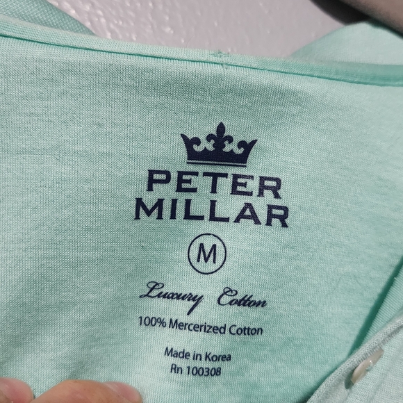 PETER MILLAR Long Sleeve Polo Shirt Womens Medium Mint Green Preppy Golf - Picture 4 of 7